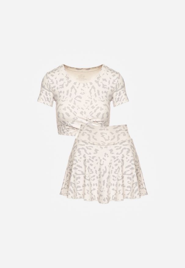 Renee - Szary Komplet Sportowy Spódnico-Spodenki Mini i Krótki T-shirt Tillifia. Kolor: szary