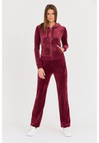 Juicy Couture - JUICY COUTURE Bordowe spodnie dresowe Tina Track Pants. Kolor: czerwony. Materiał: dresówka #5