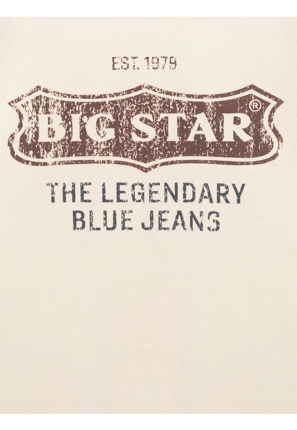 Big-Star - Koszulka damska z linii Authentic z logo BIG STAR perłowa Rissmelna 103. Okazja: na co dzień. Kolor: kremowy. Materiał: dzianina, skóra. Wzór: nadruk. Styl: casual, elegancki, sportowy