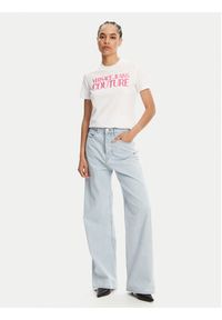 Versace Jeans Couture T-Shirt 78HAHE05 Biały Regular Fit. Kolor: biały. Materiał: bawełna