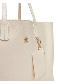 TOMMY HILFIGER - Tommy Hilfiger Torebka Th Distinct Tote Mono AW0AW17195 Beżowy. Kolor: beżowy. Materiał: skórzane #4