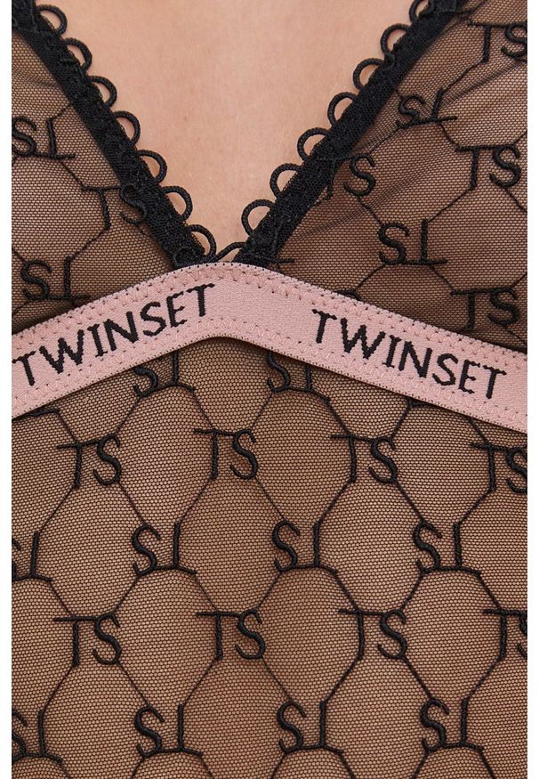 TwinSet - Twinset Body kolor czarny koronkowe. Kolor: czarny. Materiał: koronka