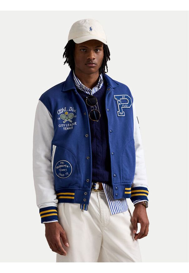 Polo Ralph Lauren Kurtka bomber 710964979001 Niebieski Regular Fit. Typ kołnierza: polo. Kolor: niebieski. Materiał: bawełna