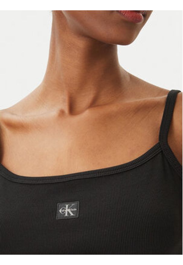 Calvin Klein Jeans Top LV047F221G Czarny Slim Fit. Kolor: czarny. Materiał: bawełna