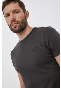 EA7 Emporio Armani t-shirt bawełniany kolor szary z nadrukiem. Kolor: szary. Materiał: bawełna. Wzór: nadruk #5