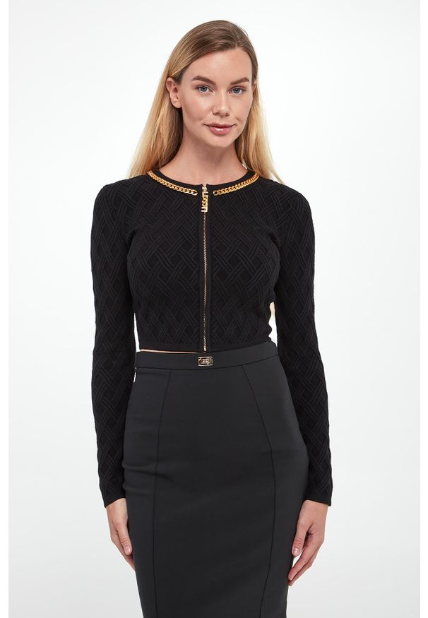 Elisabetta Franchi - Sweter/kardigan damski zapinany na zamek ELISABETTA FRANCHI