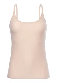 Chantelle Top Soft Stretch C10620 Beżowy Slim Fit. Kolor: beżowy. Materiał: syntetyk