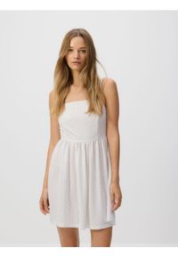 Reserved - Wzorzysta sukienka mini - złamana biel. Materiał: wiskoza, dzianina. Długość: mini #1