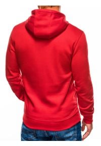 Ombre Clothing - Bluza męska z kapturem BASIC - czerwona B979 - L. Typ kołnierza: kaptur. Kolor: czerwony. Materiał: bawełna, poliester. Styl: klasyczny #4