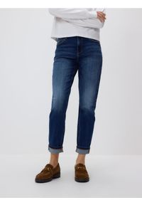 Reserved - Jeansy Boyfriend - granatowy. Kolor: niebieski #1