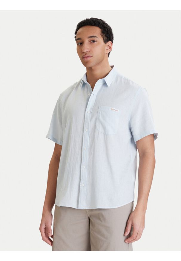 Calvin Klein Jeans Koszula LV04RF120G Błękitny Regular Fit. Kolor: niebieski. Materiał: wiskoza