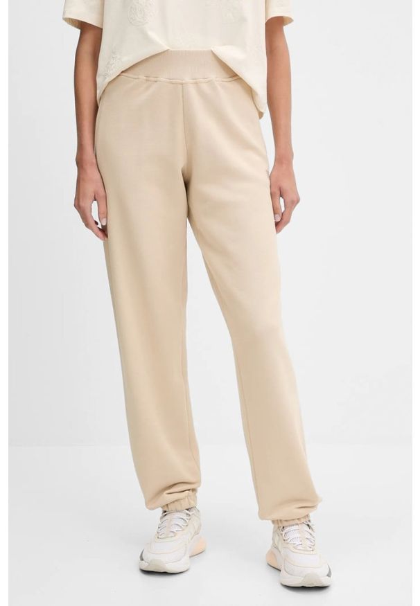Guess - GUESS Beżowe damskie spodnie dresowe Primula, Rozmiar S. Kolor: beżowy. Materiał: dresówka