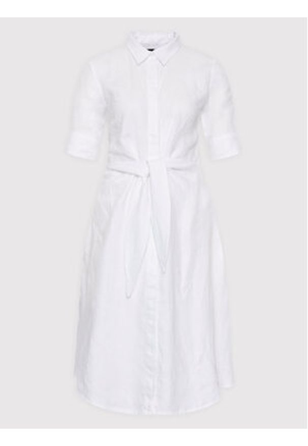 Lauren Ralph Lauren Sukienka koszulowa 200831364001 Biały Regular Fit. Kolor: biały. Materiał: len. Typ sukienki: koszulowe