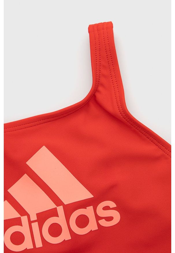 adidas Performance strój kąpielowy dziecięcy kolor czerwony. Kolor: czerwony. Materiał: materiał, dzianina. Rodzaj stanika: odpinane ramiączka. Wzór: nadruk