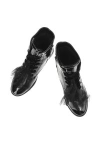 Czarne Botki S.Barski Ocieplane Eleganckie Obuwie Damskie. Okazja: na co dzień. Zapięcie: sznurówki. Kolor: czarny. Materiał: materiał, lakier, tiul. Styl: elegancki #7