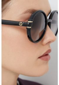 Gucci okulary przeciwsłoneczne damskie kolor czarny. Kształt: okrągłe. Kolor: czarny #7