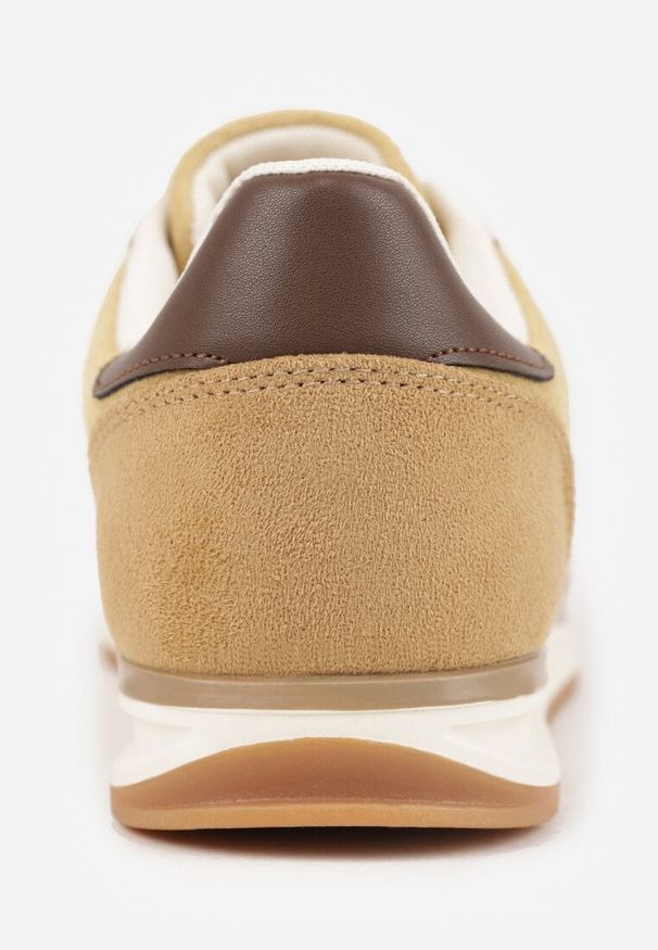 Renee - Żółte Sneakersy Ozdobione z Boku Paskami Ariene. Okazja: na co dzień. Zapięcie: pasek. Kolor: żółty. Materiał: jeans. Wzór: aplikacja