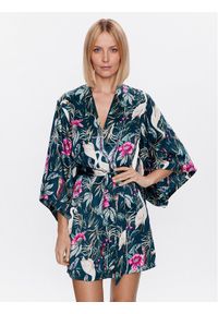 Hunkemöller Szlafrok Kimono Satin 200338 Zielony. Kolor: zielony. Materiał: syntetyk