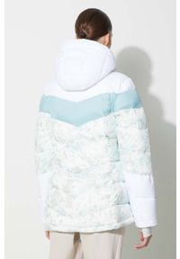 columbia - Columbia kurtka Abbott Peak damska kolor biały gore-tex. Kolor: biały. Materiał: materiał, puch, syntetyk, skóra, tkanina. Długość: długie. Wzór: ze splotem. Sezon: zima #7