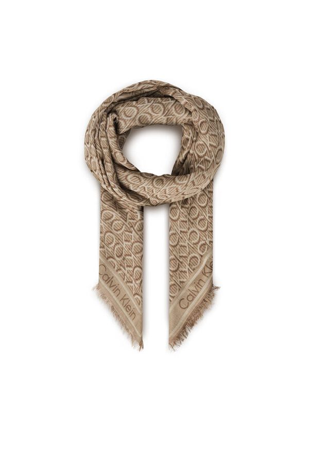 Calvin Klein Chusta Aop Monogram Jacquard LV04F8054G Beżowy. Kolor: beżowy. Materiał: materiał