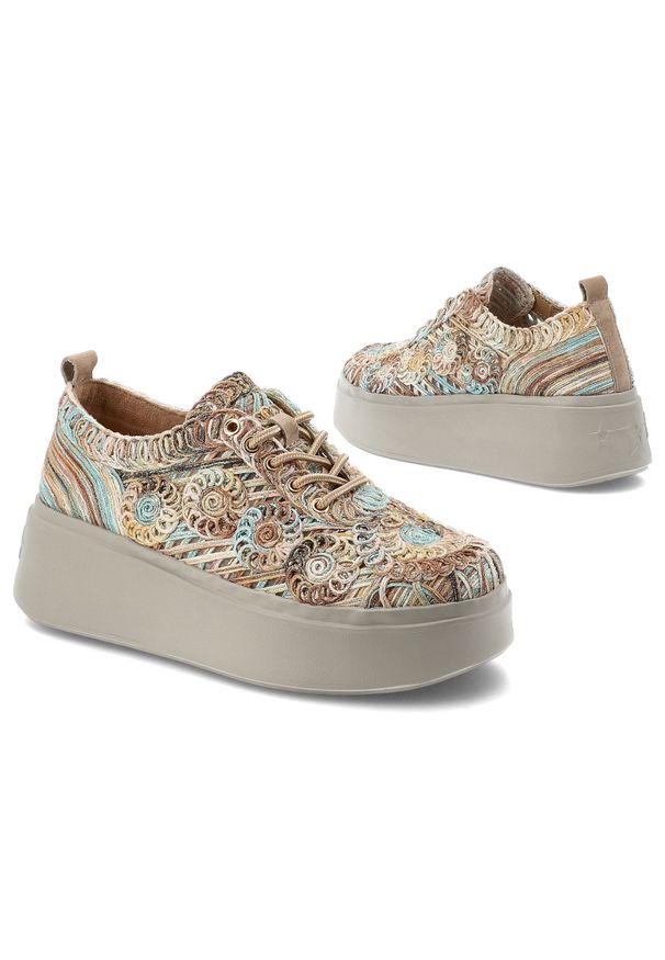 Sneakersy damskie Filippo, cholewka z materiału tekstylnego z ozdobnym haftem wiązany fason na solidnej platformie, pomarańczowe, DP7799/26. Okazja: na co dzień. Zapięcie: sznurówki. Kolor: pomarańczowy. Materiał: materiał. Szerokość cholewki: normalna. Wzór: haft. Obcas: na platformie. Styl: casual