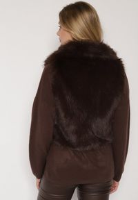 Born2be - Brązowa Kamizelka Futerko z Szerokim Kołnierzem i Kieszeniami Nettisa. Okazja: do pracy, na co dzień, na spotkanie biznesowe. Typ kołnierza: golf. Kolor: brązowy. Materiał: futro. Styl: klasyczny, casual, elegancki, biznesowy #7