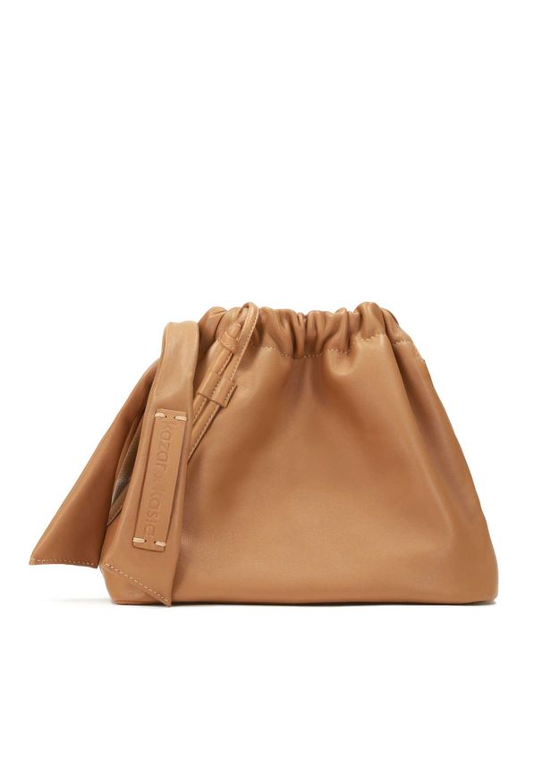 Kazar - Jasnobrązowa torebka damska kazar x kasia. Kolor: brązowy. Materiał: skórzane