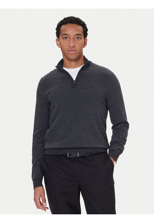 BOSS Sweter H-Hettore 50549976 Czarny Regular Fit. Kolor: czarny. Materiał: wełna