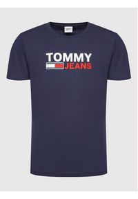 Tommy Jeans T-Shirt Corp Logo DM0DM15379 Granatowy Regular Fit. Kolor: niebieski. Materiał: bawełna #3