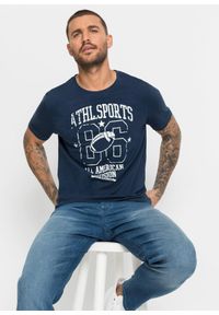 bonprix - T-shirt o kroju regular fit, 2 szt.. Kolor: niebieski. Wzór: nadruk. Styl: sportowy #2
