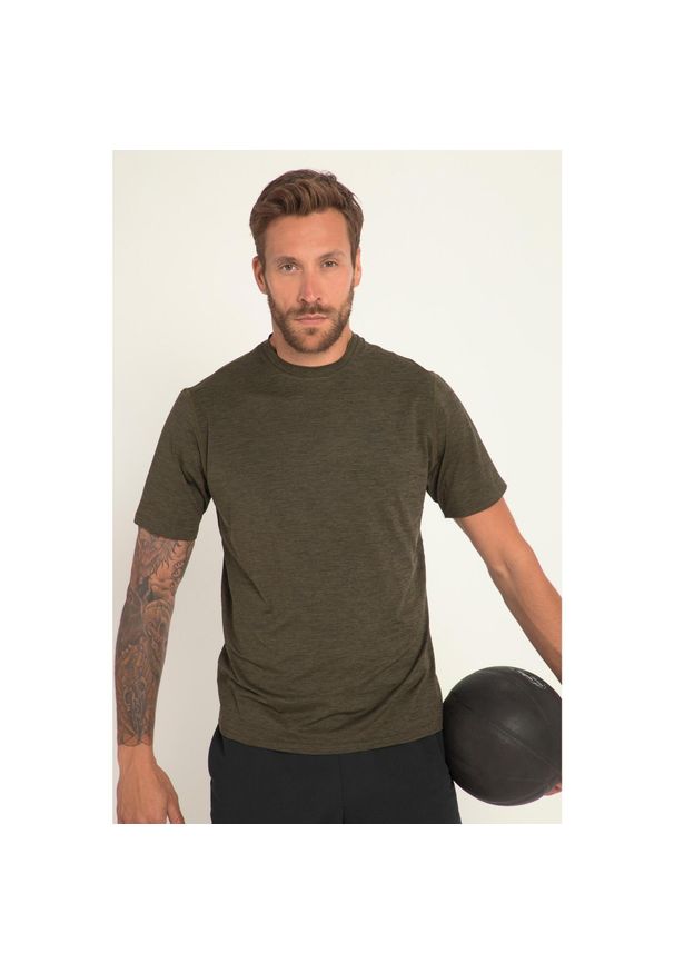 JAY-PI - Męski T-shirt QuickDry Odzież fitness krótki rękaw. Kolekcja: plus size. Kolor: zielony. Materiał: elastan, poliester, materiał. Długość rękawa: krótki rękaw. Długość: krótkie. Sport: fitness