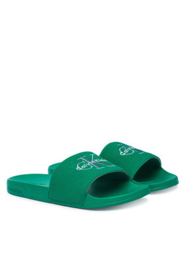 Calvin Klein Klapki Ess Slide Cv YM0YM01393 Zielony. Kolor: zielony. Materiał: materiał