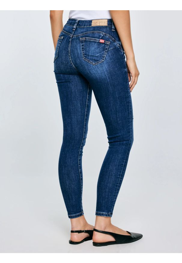 Big-Star - Jeansy damskie push up z wysokim stanem niebieskie Melinda High Waist 521. Stan: podwyższony. Kolor: niebieski. Styl: retro, vintage, elegancki