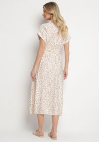 Born2be - Jasnobeżowa Bawełniana Sukienka w Kwiatki o Koszulowym Kroju z Wiązanym Paskiem Amondra. Okazja: na co dzień. Typ kołnierza: dekolt w kształcie V. Kolor: beżowy. Wzór: kwiaty. Typ sukienki: koszulowe. Materiał: bawełna. Długość rękawa: krótki rękaw. Sezon: wiosna, lato. Styl: casual, elegancki #2