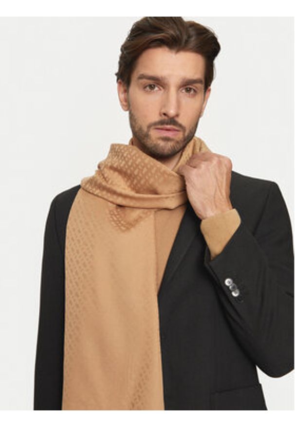 BOSS - Boss Szalik Ledonio 50517765 Beżowy. Kolor: beżowy. Materiał: materiał, bawełna