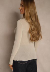 Renee - Beżowa Wiskozowa Bluzka Longsleeve Golf z Kaszmirem Vidara. Typ kołnierza: golf. Kolor: beżowy. Materiał: wiskoza, kaszmir. Długość rękawa: długi rękaw #2