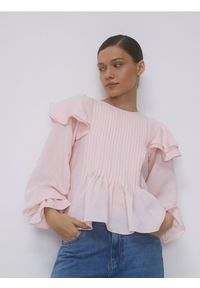 Reserved - Bluzka z modalem - brzoskwiniowy. Kolor: pomarańczowy. Materiał: tkanina #1