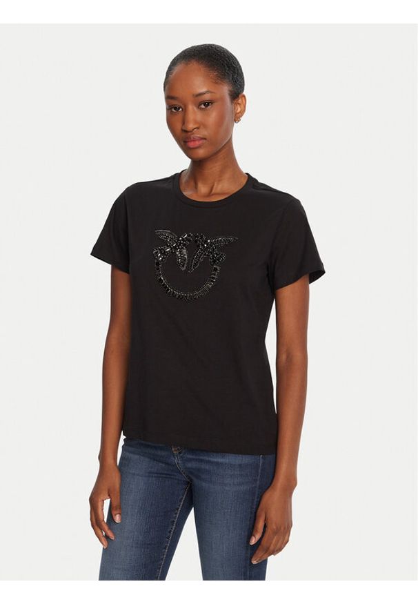 Pinko - PINKO T-Shirt Quentin 100535 A2RN Czarny Regular Fit. Kolor: czarny. Materiał: bawełna
