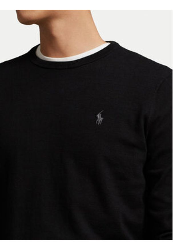 Polo Ralph Lauren Sweter Ls 710684957008 Czarny Slim Fit. Typ kołnierza: polo. Kolor: czarny. Materiał: bawełna