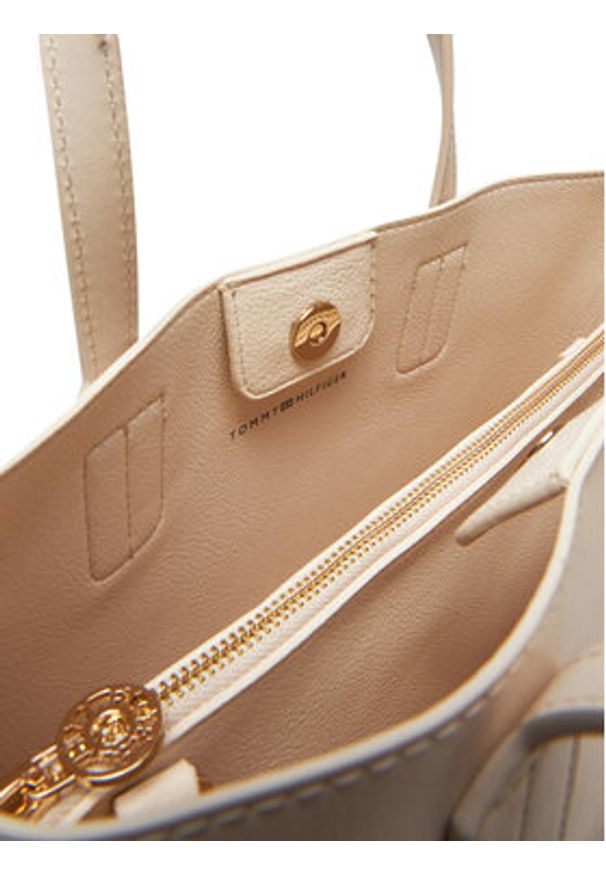 TOMMY HILFIGER - Tommy Hilfiger Torebka Th Distinct Mini Tote AW0AW17192 Beżowy. Kolor: beżowy. Materiał: skórzane
