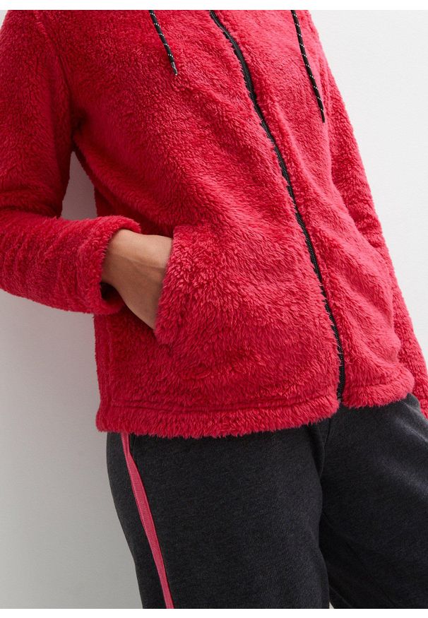 bonprix - Bluza rozpinana z polaru. Kolor: czerwony. Materiał: polar