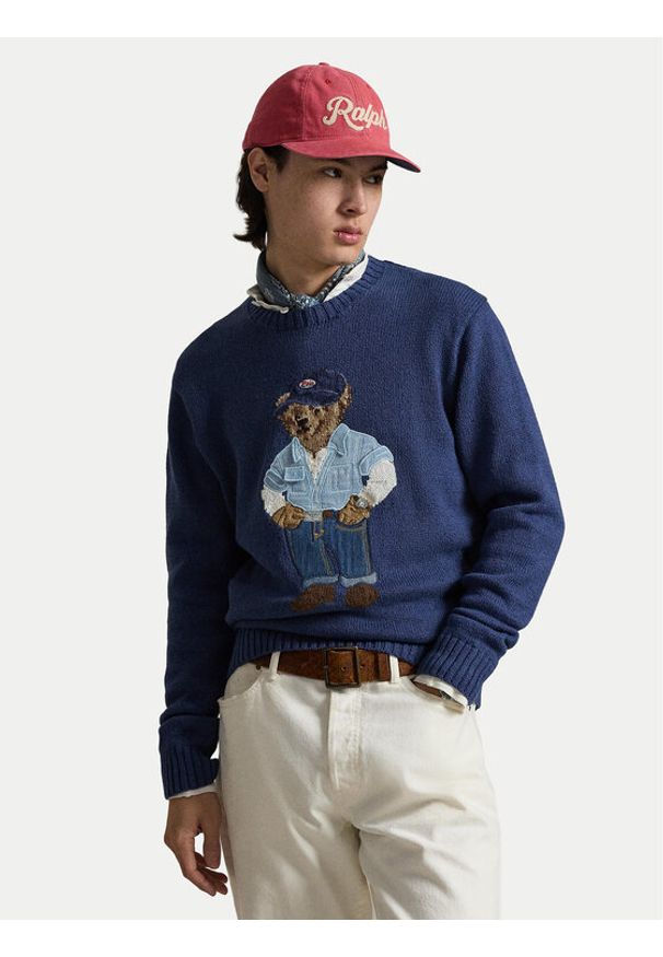 Polo Ralph Lauren Sweter 710A13002001 Niebieski Regular Fit. Typ kołnierza: polo. Kolor: niebieski. Materiał: bawełna