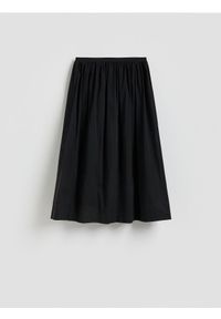Reserved - Bawełniana spódnica midi - czarny. Kolor: czarny. Materiał: bawełna #1