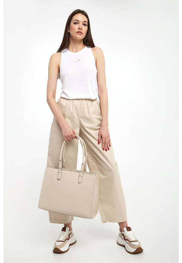 Armani Exchange - Top damski z lnem ARMANI EXCHANGE. Materiał: len