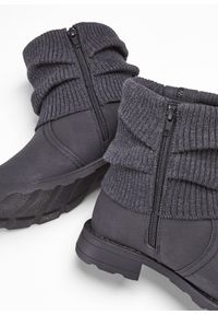 bonprix - Botki z dzianinową wstawką. Zapięcie: zamek. Kolor: szary. Materiał: dzianina #2