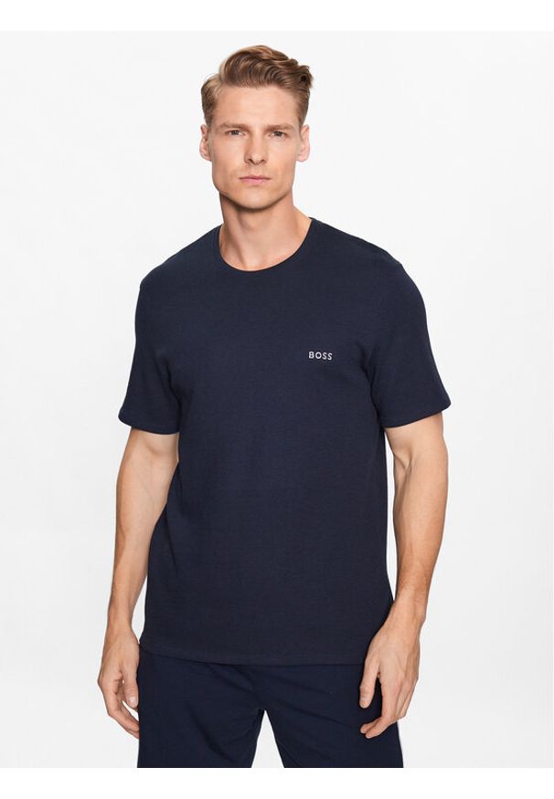 BOSS - Boss Koszulka piżamowa 50480834 Granatowy Regular Fit. Kolor: niebieski. Materiał: bawełna, syntetyk
