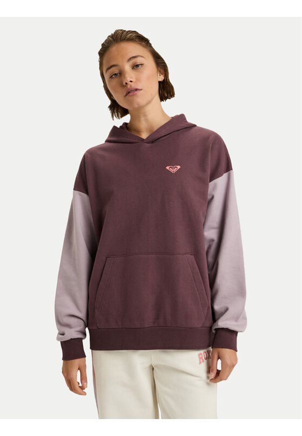 Roxy Bluza Essential Energy ERJFT05009 Bordowy Regular Fit. Kolor: czerwony. Materiał: bawełna