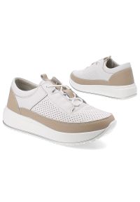 Białe Sneakersy Artiker Stylowe Obuwie Damskie. Okazja: na spacer. Kolor: biały. Materiał: skóra. Sport: turystyka piesza #5
