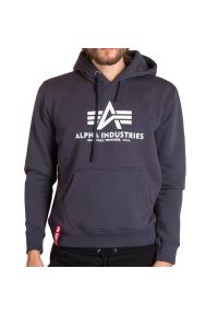 Bluza Alpha Industries Basic Hoody 17831202 - szara. Typ kołnierza: kaptur. Kolor: szary. Materiał: bawełna, poliester. Wzór: aplikacja. Styl: klasyczny