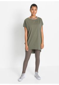 bonprix - Długi T-shirt z czystej bawełny. Kolor: zielony. Materiał: bawełna. Długość rękawa: krótki rękaw. Długość: długie #3